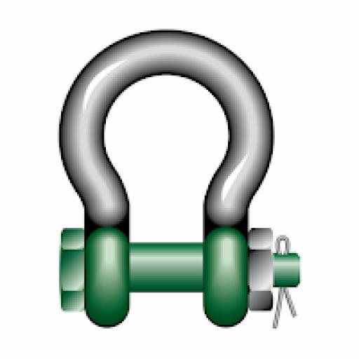 Green Pin Polar Bow Shackles with Safety Nut and Bolt Pin - GPPOL